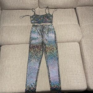 Holographic 2 Piece Pant Set